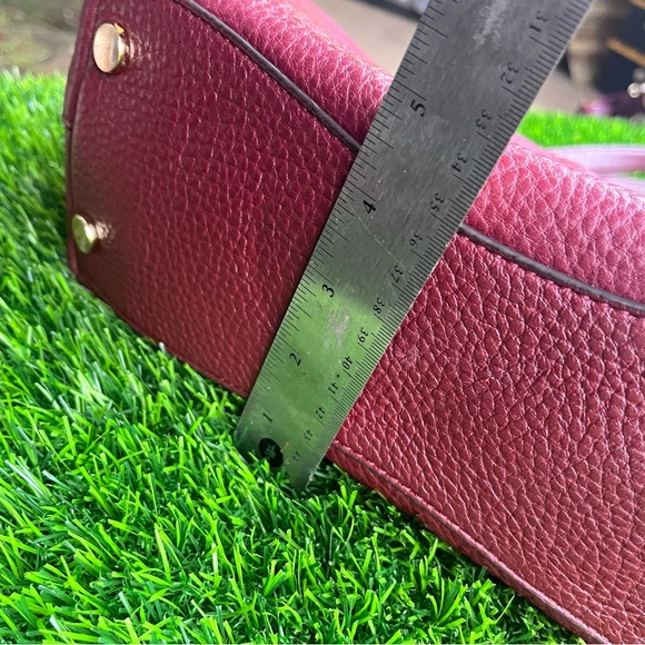 MICHAEL KORS AUTHENTIC GENUINE PEBBLED LEATHER DEEP PURPLE GOLD TONE TONE TRIM - Picture 10 of 16